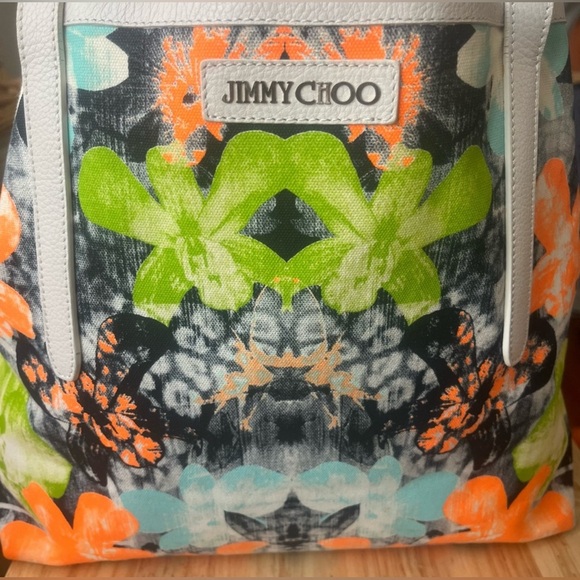 Jimmy Choo Sara Canvas Orchid Tote Bag LIKE NEW! - Picture 6 of 13